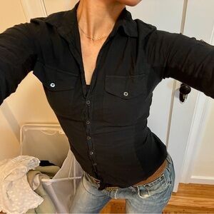 black button up blouse